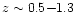 $z\sim 0.5{-}1.3$