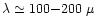 $\lambda\simeq 100{-}200~\mu$
