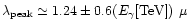 $\lambda_{\rm peak} \simeq 1.24\pm 0.6(E_\gamma [{\rm TeV}])~\mu$