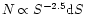 $N \propto S^{-2.5} {\rm d}S$