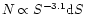 $N\propto S^{-3.1}{\rm d}S$