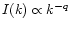 $ I(k)\propto k^{-q} $