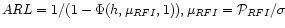 $ARL=1/(1-\Phi (h,\mu _{RFI},1)),\mu _{RFI}=\mathcal{P}_{RFI}/\sigma $