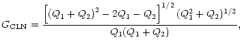 $\displaystyle G_{\rm CLN}=\frac{\left[ \left( Q_{1}+Q_{2}\right) ^{2}-2Q_{1}-Q_{2}\right]
^{1/2}(Q_{1}^{2}+Q_{2})^{1/2}}{Q_{1}(Q_{1}+Q_{2})},$
