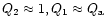 $Q_{2}\approx 1, Q_{1}\approx
Q_{\rm a}$