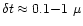 $\delta t \approx 0.1{-}1~\mu$