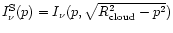 $I_\nu^{\rm S}(p)=I_\nu(p,\sqrt{R_{\rm cloud}^2-p^2})$