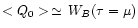 $<Q_0>\, \simeq\, W_B(\tau =\mu)$