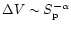 $\Delta V \sim S_{\rm p}^{-\alpha}$