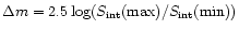 $\Delta m=2.5\log(S_{\rm int}({\rm max})/S_{\rm int}({\rm min}))$