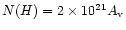 $N(H)=2\times 10^{21} A_{{\rm v}}$
