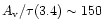 $A_{{\rm v}}/\tau(3.4)\sim 150$