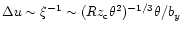 $\Delta u\sim\xi^{-1}\sim (Rz_{\rm c}\theta^2)
^{-1/3}\theta/b_y$