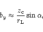 \begin{eqnarray*}b_y\approx\frac{z_{\rm c}}{r_{\rm L}}\sin\alpha ,
\end{eqnarray*}