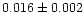 $0.016 \pm 0.002$