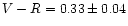 $V-R= 0.33 \pm 0.04$