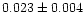 $0.023 \pm 0.004$