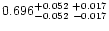 $0.696^{+0.052\ +0.017}_{-0.052\ -0.017}$