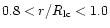 $0.8 < r/R_{\rm lc}
< 1.0$