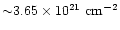 ${\sim} 3.65 \times 10^{21}\ \hbox{\rm cm}^{-2}$