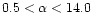 $0.5 < \alpha < 14.0$