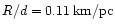$R/d=0.11 \,{\rm km}/{\rm pc}$