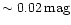$\sim 0.02 \,{\rm mag}$