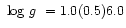 $\mbox{~log $g$ }= 1.0 (0.5) 6.0$