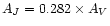 $A_J= 0.282 \times A_V$