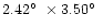 $2.42\hbox {$^\circ $ }\times 3.50\hbox {$^\circ $ }$
