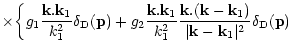 $\displaystyle \times \biggl \lbrace g_1 \frac{{\bf k}.{\bf k}_1}{k_1^2} \delta_...
... k}.({\bf k}-{\bf k}_1)}{\vert{\bf k}-{\bf k}_1\vert^2} \delta_{\rm D}({\bf p})$