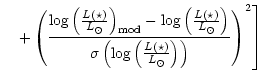 $\displaystyle \left.\quad+\left(\frac{\log\left(\frac{L(\star)}{L_\odot}\right)...
...\sigma\left(\log\left(\frac{L(\star)}{L_\odot}\right)\right)}\right)^{2}\right]$