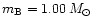 $m_{\rm B}=1.00\,M_\odot$