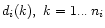 $d_i(k),\ k=1...\,n_i$