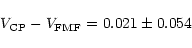 \begin{displaymath}V_{\rm CP} - V_{\rm FMF} = 0.021\pm0.054
\end{displaymath}