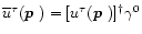 $\overline{u}^\tau(\mbox{\boldmath$p$ })= [u^\tau(\mbox{\boldmath$p$ })]^\dagger\gamma^0$