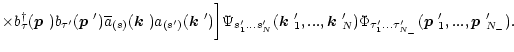 $\displaystyle \times\biggl. b_{\tau}^{\dagger}(\mbox{\boldmath$p$ })b_{\tau'}(\...
...... \tau'_{{N_-}}}(\mbox{\boldmath$p$ }'_1,..., \mbox{\boldmath$p$ }'_{{N_-}}).$