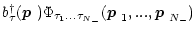 $\displaystyle b^\dagger_\tau(\mbox{\boldmath$p$ })\Phi_{\tau_1...\tau_{{N_-}}}
(\mbox{\boldmath$p$ }_1,...,\mbox{\boldmath$p$ }_{{N_-}})$