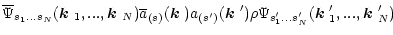 $\displaystyle \overline{\Psi}_{s_1...s_N}(\mbox{\boldmath$k$ }_1,...,\mbox{\bol...
...}')\rho
\Psi_{s'_1...s'_N}(\mbox{\boldmath$k$ }'_1,...,\mbox{\boldmath$k$ }'_N)$