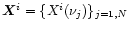 $\vec{X}^i=\{X^i(\nu_j)\}_{j=1,N}$