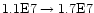 $\rm 1.1E7\rightarrow1.7E7$