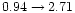 $\rm0.94\rightarrow2.71$
