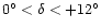 $0^{\circ} < \delta <
+12^{\circ}$