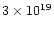 $3 \times 10^{19}$