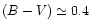 $(B-V)\simeq0.4$
