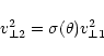\begin{displaymath}v^2_{\perp 2}=\sigma(\theta)v^2_{\perp 1}
\end{displaymath}