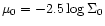 $\mu_{0}= -2.5 \log \Sigma_{0}$