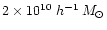 $2\times 10^{10}\ h^{-1}\,{M}_\odot$