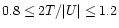 $0.8 \le 2T/\vert U\vert \le 1.2$