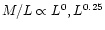 $M/L \propto L^0, L^{0.25}$